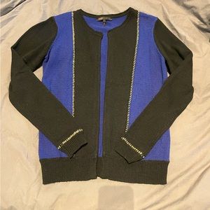 Maje Cardigan with chain detailing - size 1 / XS - black and blue